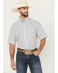 Wrangler Men's Classic Plaid Print Short Sleeve Button-Down Western Shirt