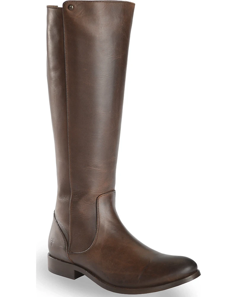 Frye Women's Chocolate Melissa Stud Back Zip Boots - Round Toe