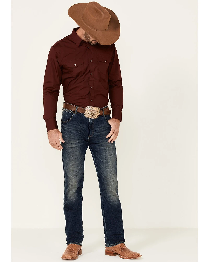 Gibson Men's Basic Solid Long Sleeve Pearl Snap Western Shirt