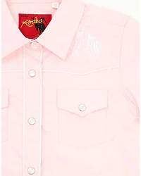 Rodeo Clothing Girls' Horse Embroidered Short Sleeve Pearl Snap Western Shirt