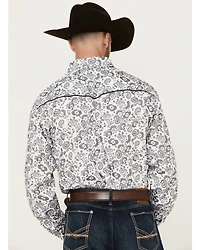 Cowboy Hardware Men's Paisley Print Long Sleeve Snap Western Shirt