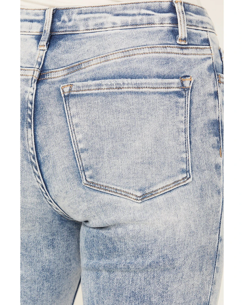 Vervet Women's Light Wash High Rise Faded Bootcut Jeans
