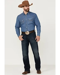 Blue Ranchwear Men's Long Sleeve Pearl Snap Heavy Western Denim Shirt