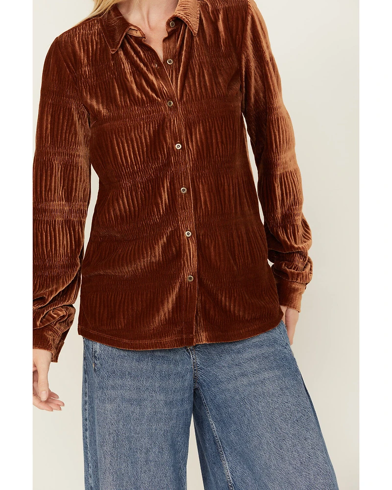 Rock & Roll Denim Women's Velvet Button Up Long Sleeve Shirt