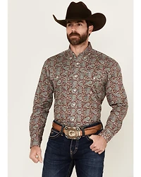 Roper Men's Amarillo Paisley Print Long Sleeve Button-Down Western Shirt