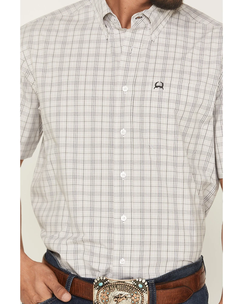 Cinch Men's Plaid Print Short Sleeve Button-Down Performance Stretch Western Shirt