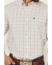 Cinch Men's Plaid Print Short Sleeve Button-Down Performance Stretch Western Shirt
