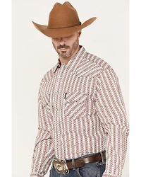 Cinch Men's Striped Geo Print Long Sleeve Western Pearl Snap Shirt