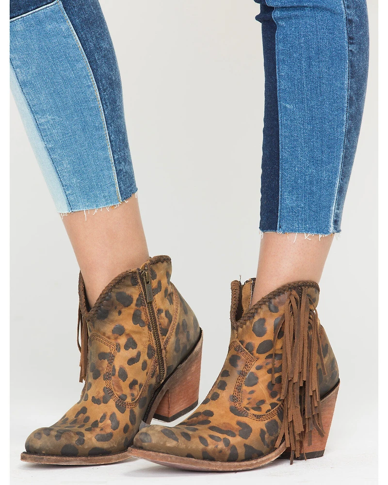 Liberty Black Women's Chita Miel Fringe Booties - Round Toe