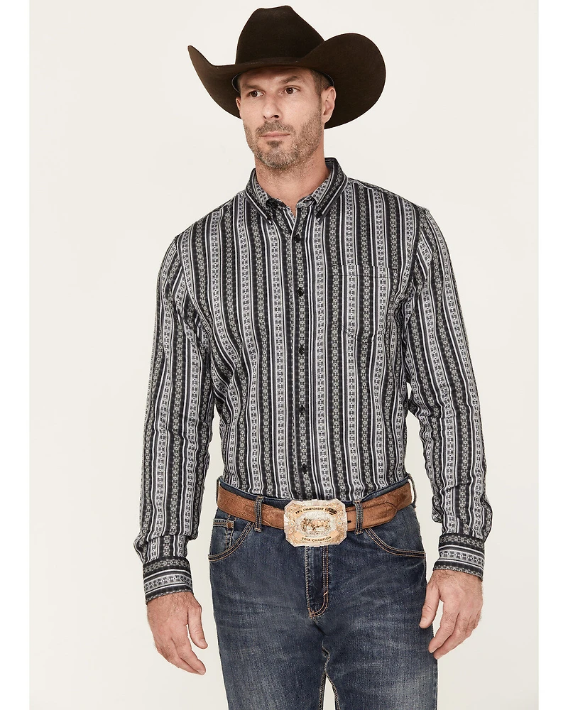 Cody James Men's Wiltern Striped Long Sleeve Button-Down Stretch Western Shirt