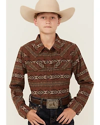 Cody James Boys' Resource Southwestern Print Long Sleeve Snap Flannel Shirt