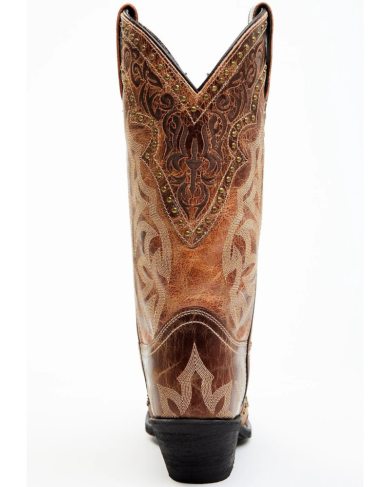 Laredo Women's Braylynn Studded Leather Western Performance Boots - Snip Toe