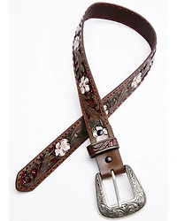 Shyanne Girls' Tooled Floral Glitter Underlay Belt