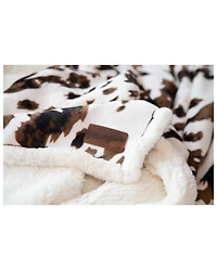 Carstens Home Tri-Color Cowhide Plush Sherpa Throw