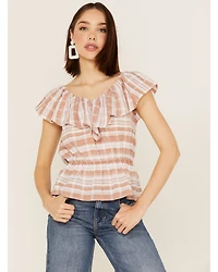 Wrangler Retro Women's Southwestern Stripe Off Shoulder Top
