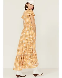 Beyond The Radar Women's Floral Gingham Picnic Midi Dress