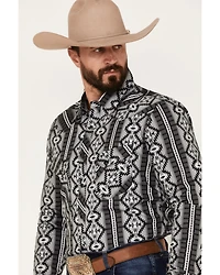 Rock & Roll Denim Men's Southwestern Print Stretch Long Sleeve Snap Western Shirt