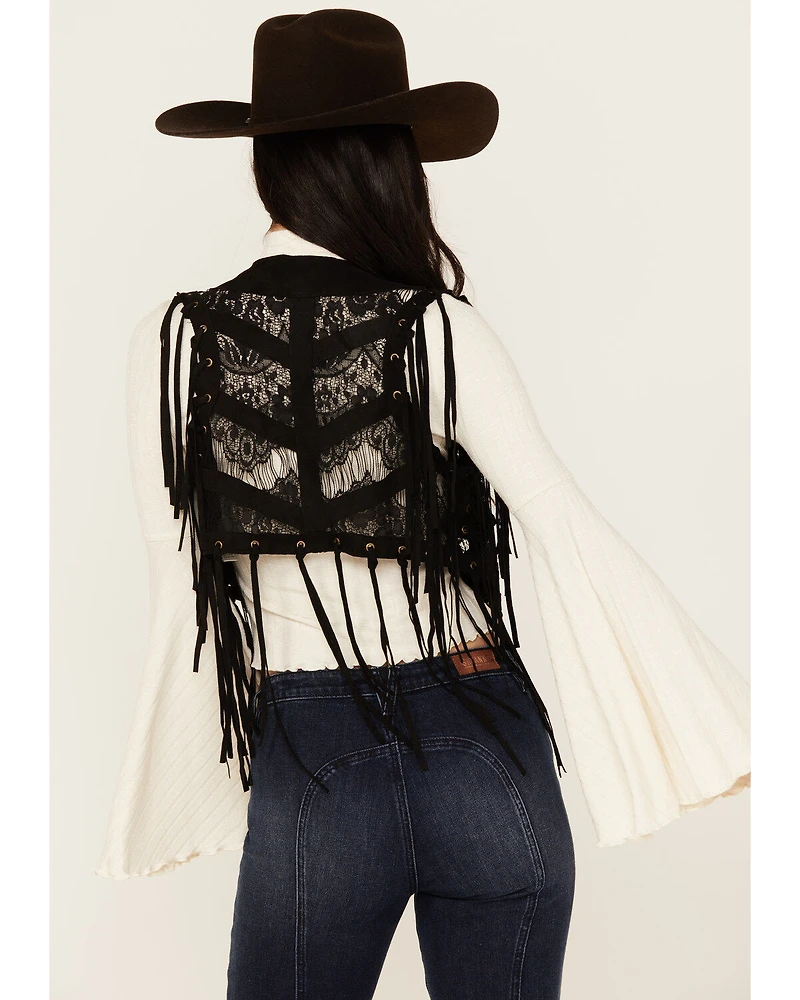 Vocal Women's Braided Lace Fringe Vest