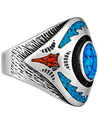 Silver Legends Women's Turquoise and Coral Southwestern Ring