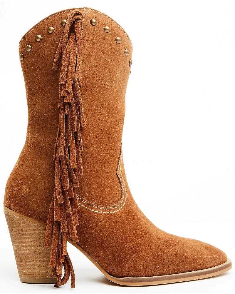 Idyllwind Women's Sidewinder Studded Fringe Suede Fashion Boots - Round Toe