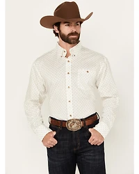 Wrangler Men's Classics Geo Print Long Sleeve Button-Down Western Shirt