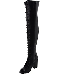 Milwaukee Leather Women's Open Toe Front Knee High Boots - Round