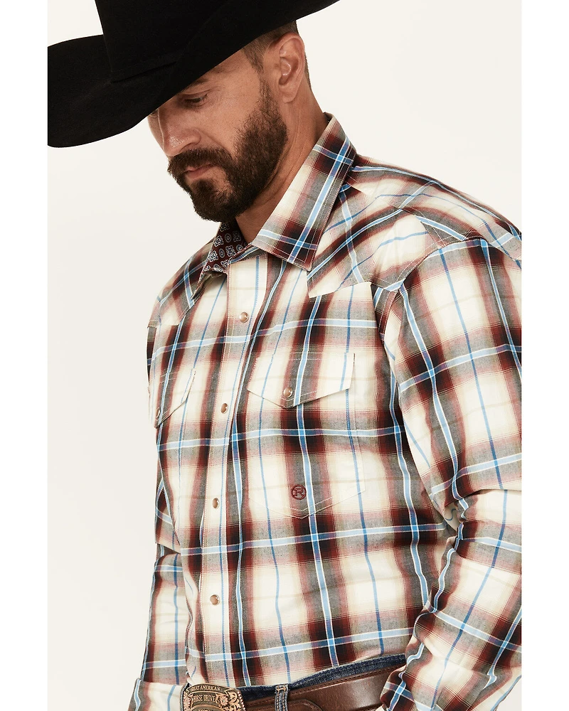 Roper Men's Amarillo Plaid Print Long Sleeve Pearl Snap Western Shirt