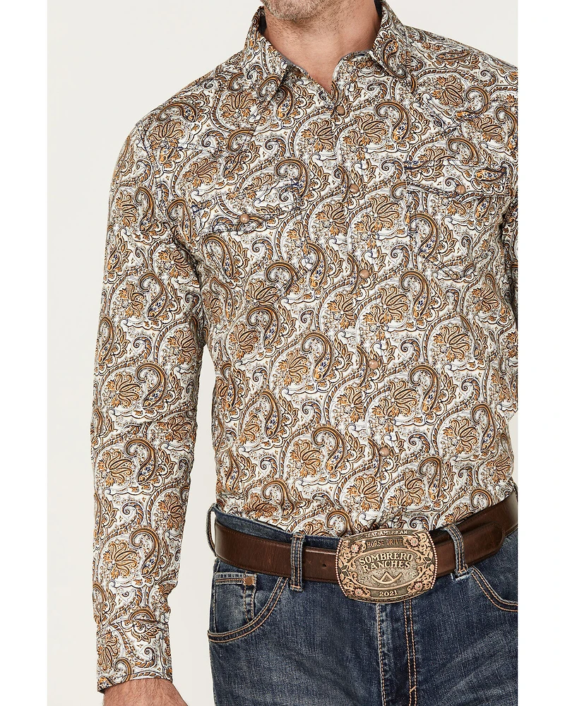 Cody James Men's Gold Dust Paisley Print Long Sleeve Snap Western Shirt