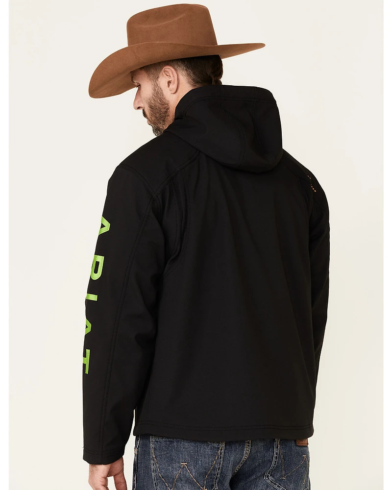 Ariat Men's Black & Lime Rebar Stretch Canvas Softshell Logo Zip-Front Work Jacket
