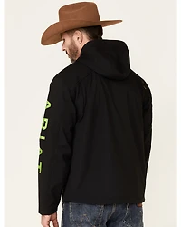 Ariat Men's Black & Lime Rebar Stretch Canvas Softshell Logo Zip-Front Work Jacket