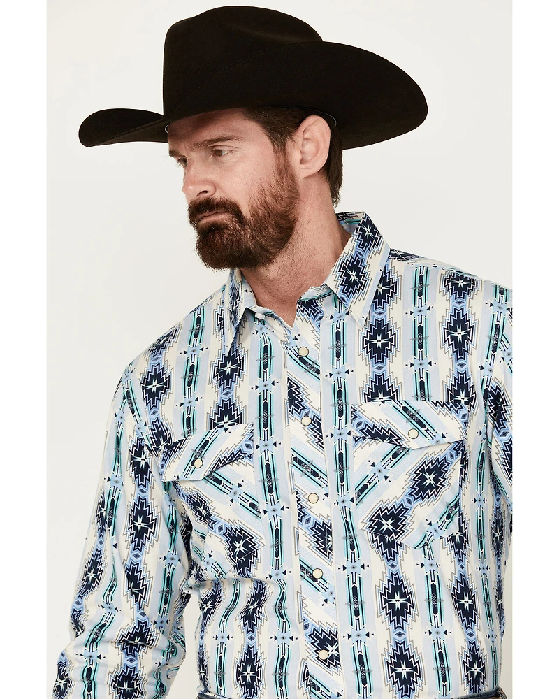 Panhandle Men's Southwestern Print Long Sleeve Pearl Snap Western Shirt