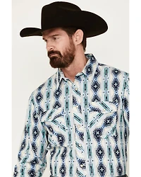 Panhandle Men's Southwestern Print Long Sleeve Pearl Snap Western Shirt