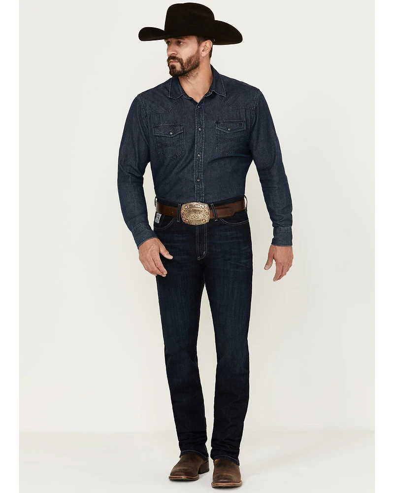 Cinch Men's Silver Label Dark Wash Slim Straight Stretch Denim Jeans