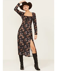 Rock & Roll Denim Women's Horse Print Midi Dress