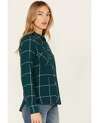 Shyanne Women's Plaid Print Long Sleeve Button-Down Western Shirt