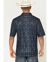 Cinch Men's Steerhead Print Short Sleeve Button-Down Stretch Polo