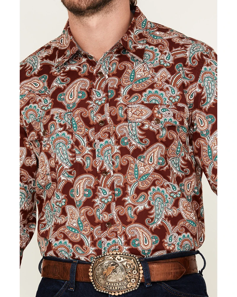 Cody James Men's Noah Paisley Print Long Sleeve Snap Western Shirt - Tall