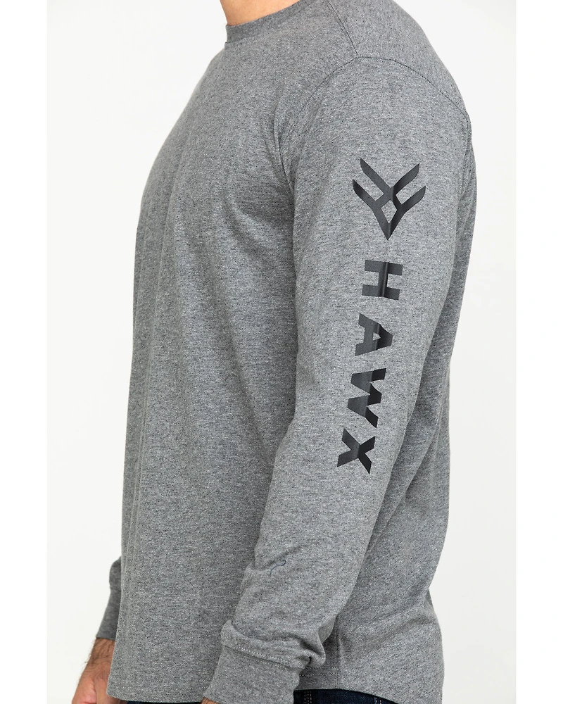 Hawx Men's Gray Logo Sleeve Long Work T-Shirt - Tall