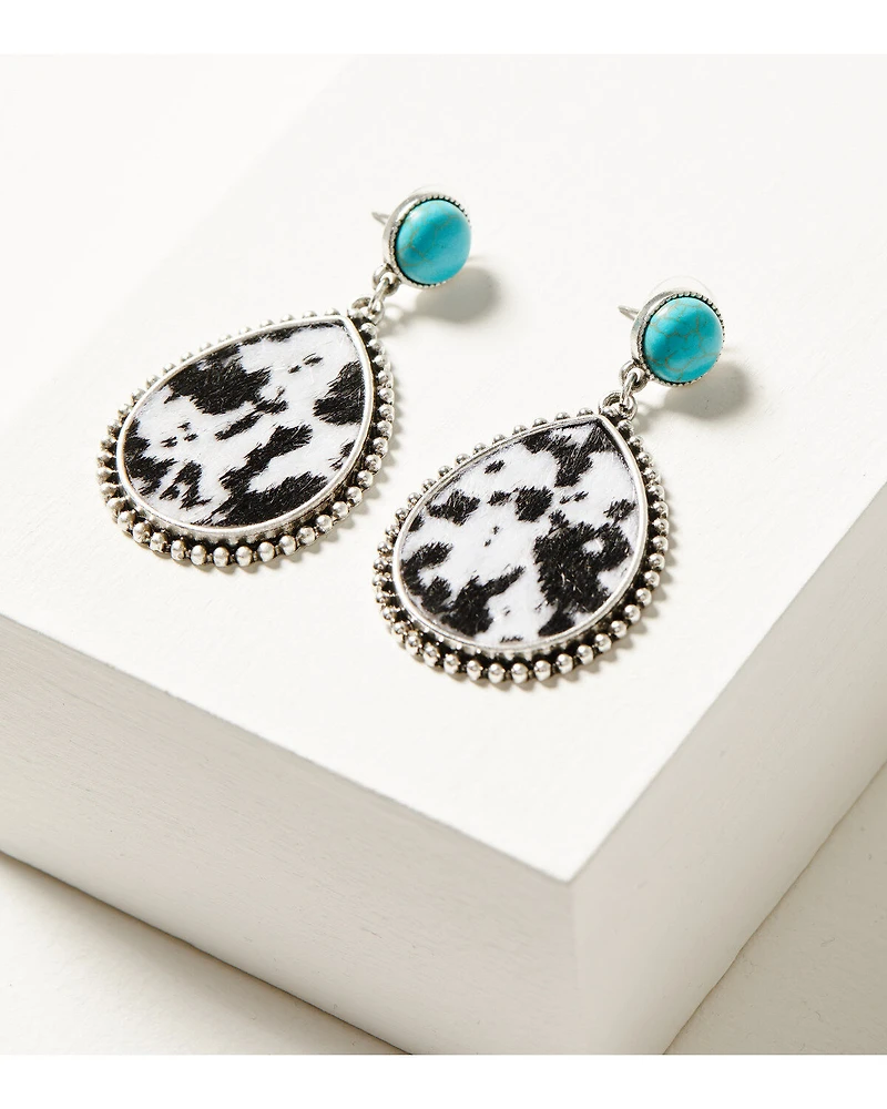 Shyanne Women's Cowhide Oval Drop Earrings