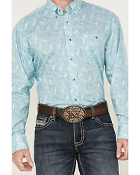 Wrangler Men's Paisley Print Long Sleeve Button-Down Stretch Western Shirt
