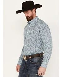 George Strait by Wrangler Men's Paisley Print Long Sleeve Button-Down Western Shirt