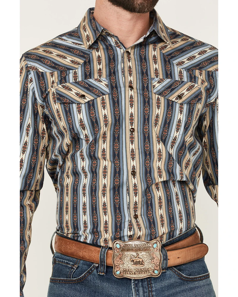 Gibson Trading Co Men's Sand Stone Wallpaper Striped Long Sleeve Snap Western Shirt