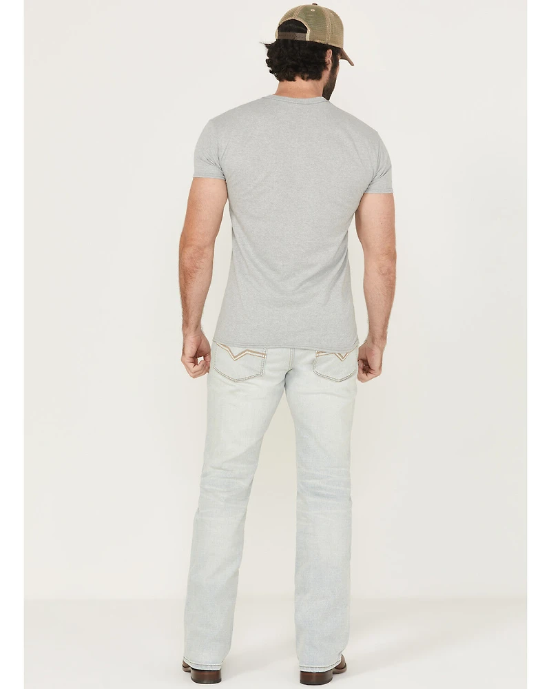 Moonshine Spirit Men's Savage Wash Hutch Slim Bootcut Stretch Denim Jeans
