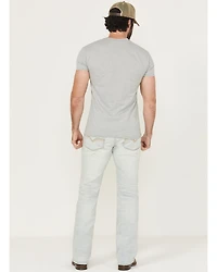 Moonshine Spirit Men's Savage Wash Hutch Slim Bootcut Stretch Denim Jeans