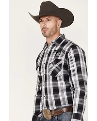 Ely Walker Men's Jack Daniel's Plaid Print Long Sleeve Snap Western Shirt