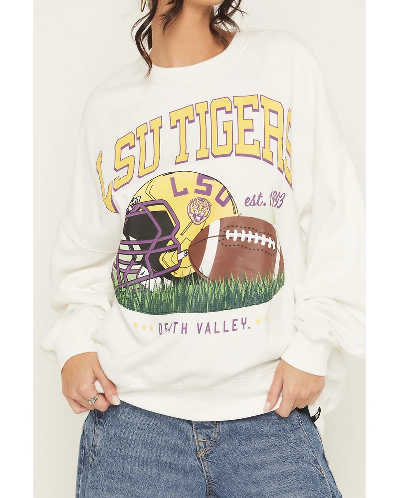 Gameday Women's LSU Tigers Helmet Embroidered Graphic Crewneck