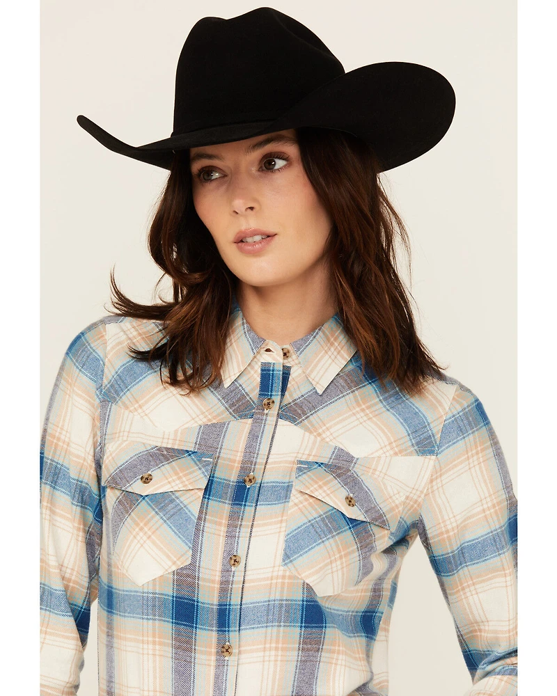 Shyanne Women's Plaid Print Long Sleeve Button-Down Western Shirt
