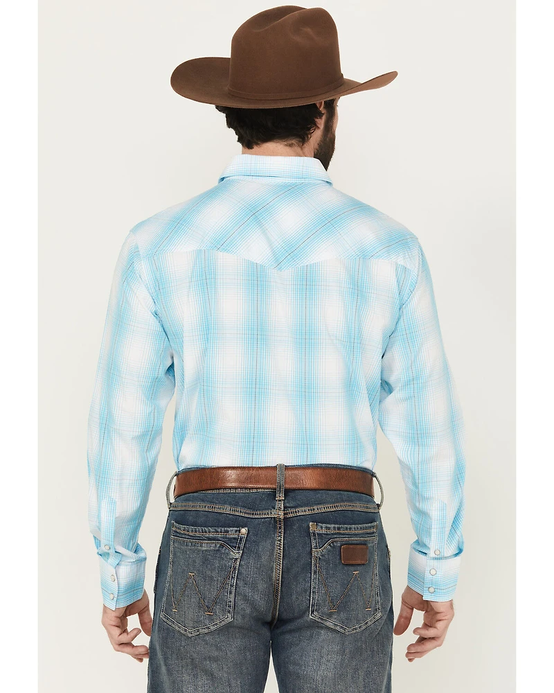 Wrangler Men's 20X Plaid Print Long Sleeve Snap Stretch Western Shirt - Tall
