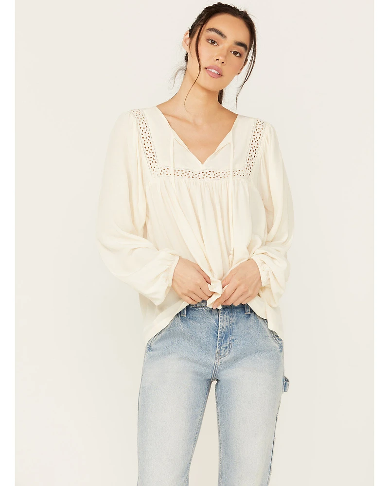 Cleo + Wolf Women's Austin Long Blouson Sleeve Painters Blouse