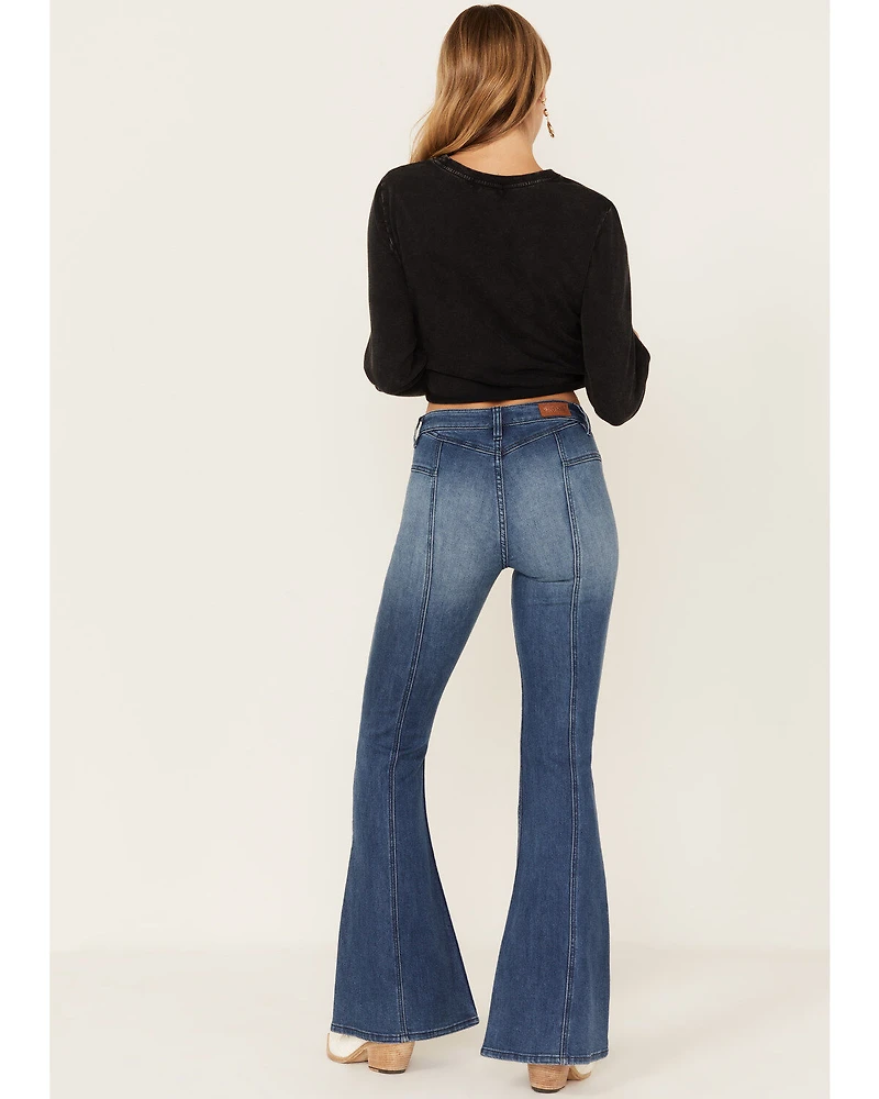 Shyanne Women's Medium Wash High Rise Eden Stretch Flare Jeans